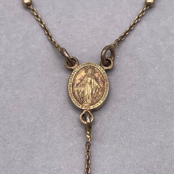 925 Sterling Silver Y Drop Lariat Necklace Holy Mary Christianity Faith Believe - Picture 4 of 7